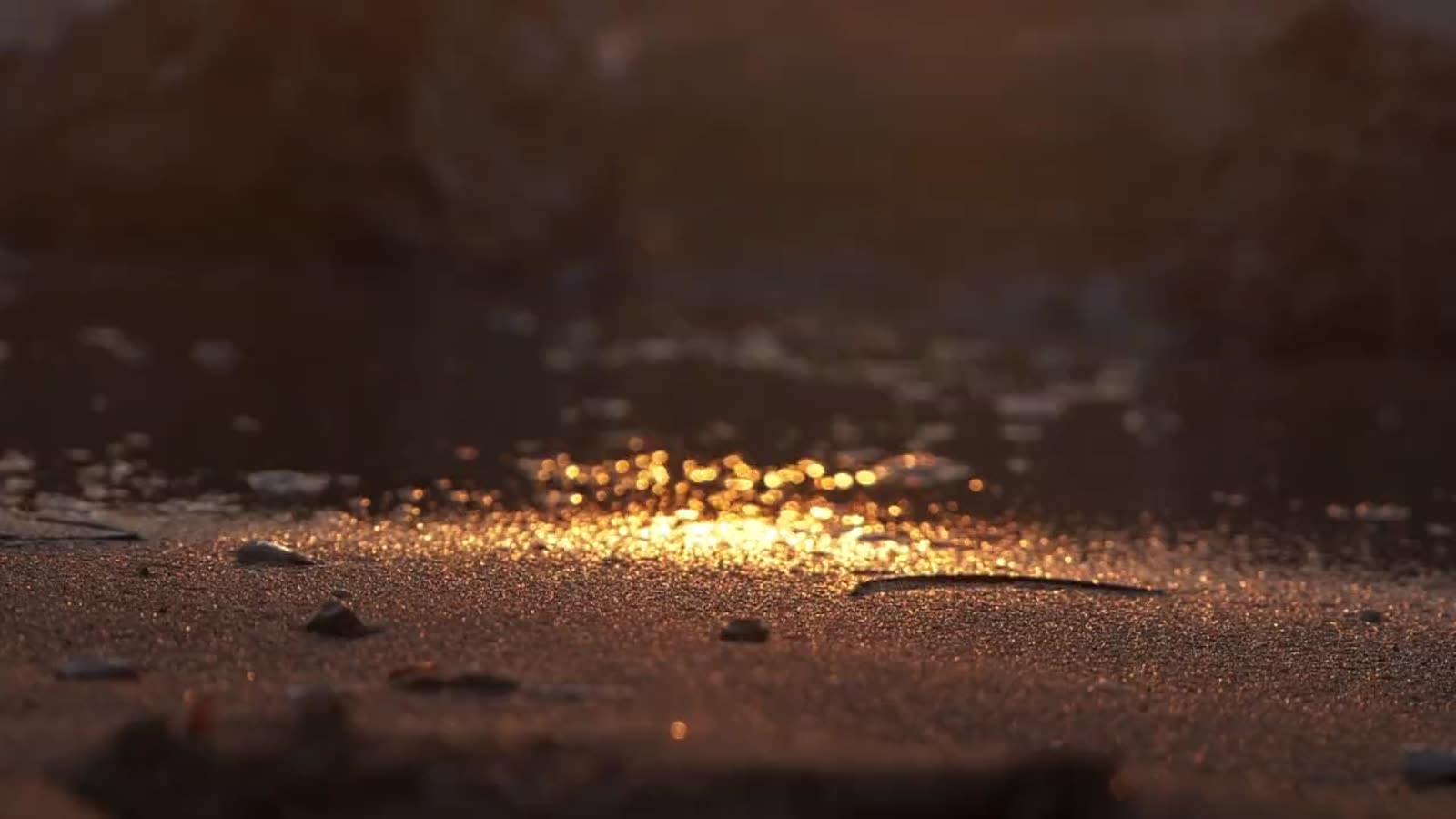 Water flowing over rock
